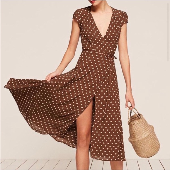 carina midi wrap dress reformation